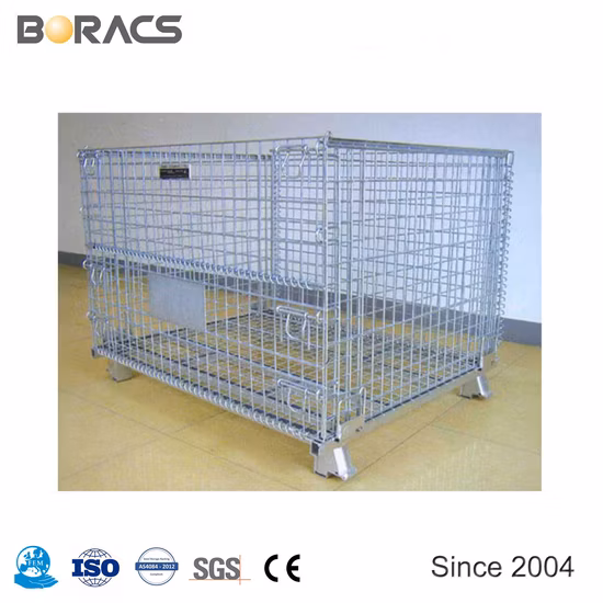 Wholesale Collapsible Lockable Wire Mesh Container Metal Storage Cages for Warehouse