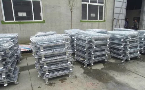 Powder Coated Warehouse Foldable Steel Storage Wire Mesh Containers