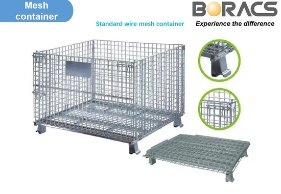 Wholesale Collapsible Lockable Wire Mesh Container Metal Storage Cages for Warehouse