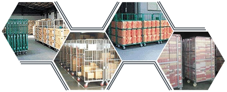 Warehouse Medium Duty Storage Logistics Transport Steel 4 Sided Security Wire Mesh Roll Container