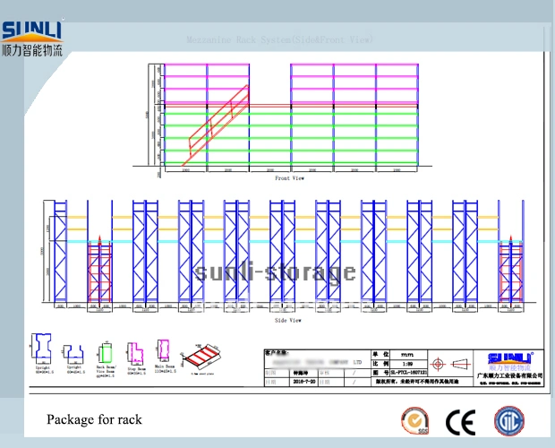 Industrial Steel Deck Storage Rack Mezzanine with SGS/ISO