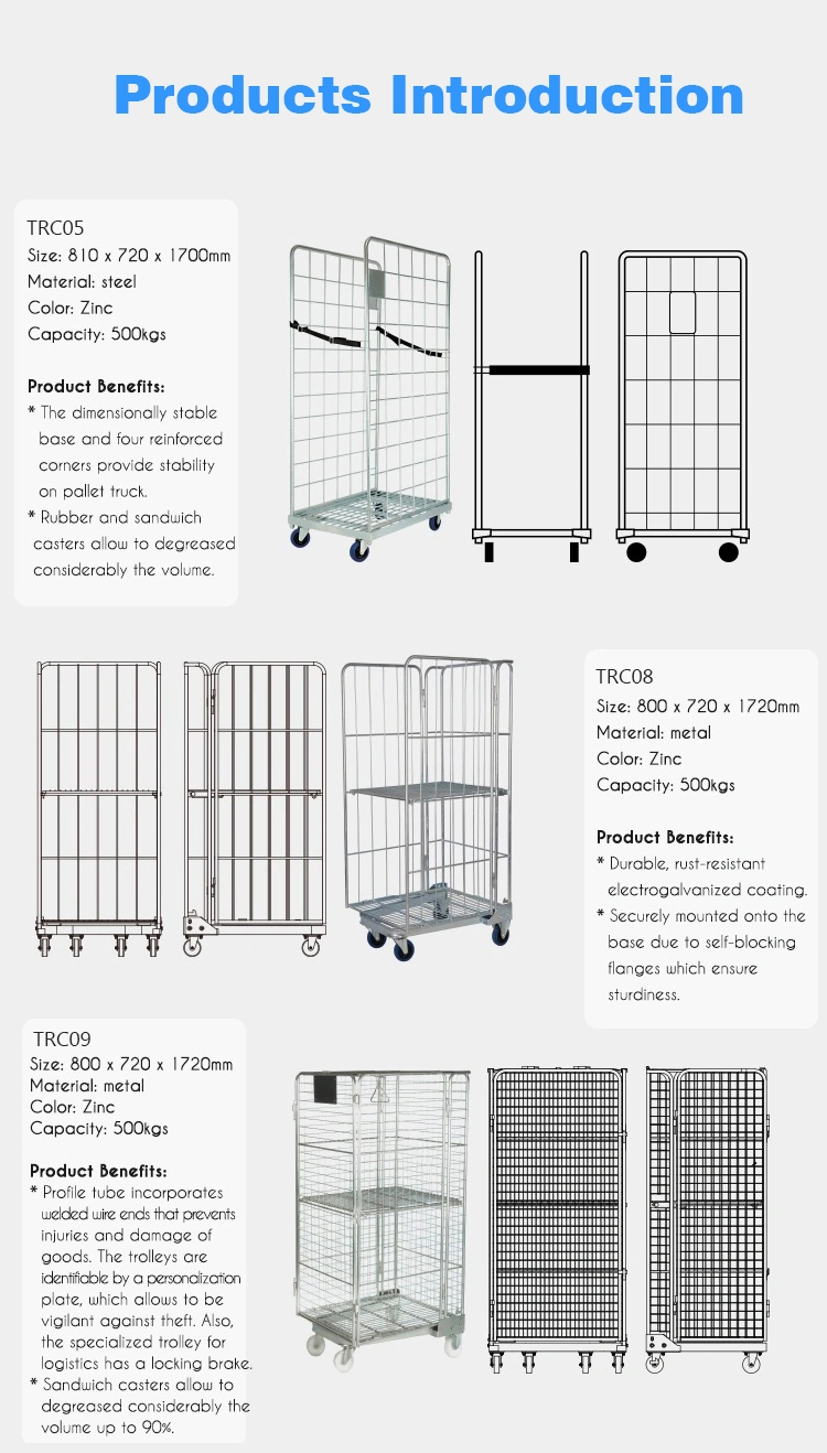 Lockable Storage Roll Cage with Top Lid for Carton Storage