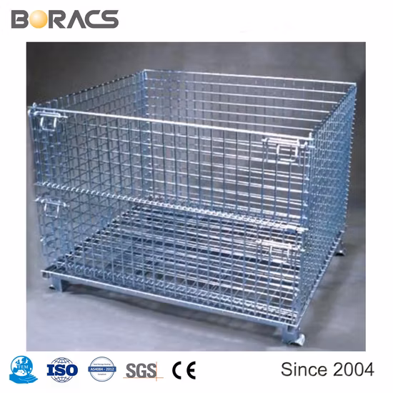 Wholesale Collapsible Lockable Wire Mesh Container Metal Storage Cages for Warehouse