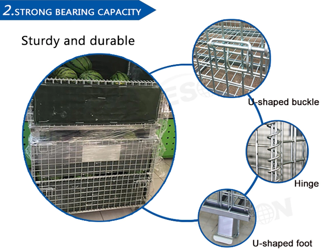 Wholesale Collapsible Lockable Wire Mesh Container Metal Storage Cages for Warehouse