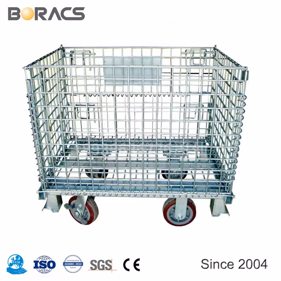 Wholesale Collapsible Lockable Wire Mesh Container Metal Storage Cages for Warehouse
