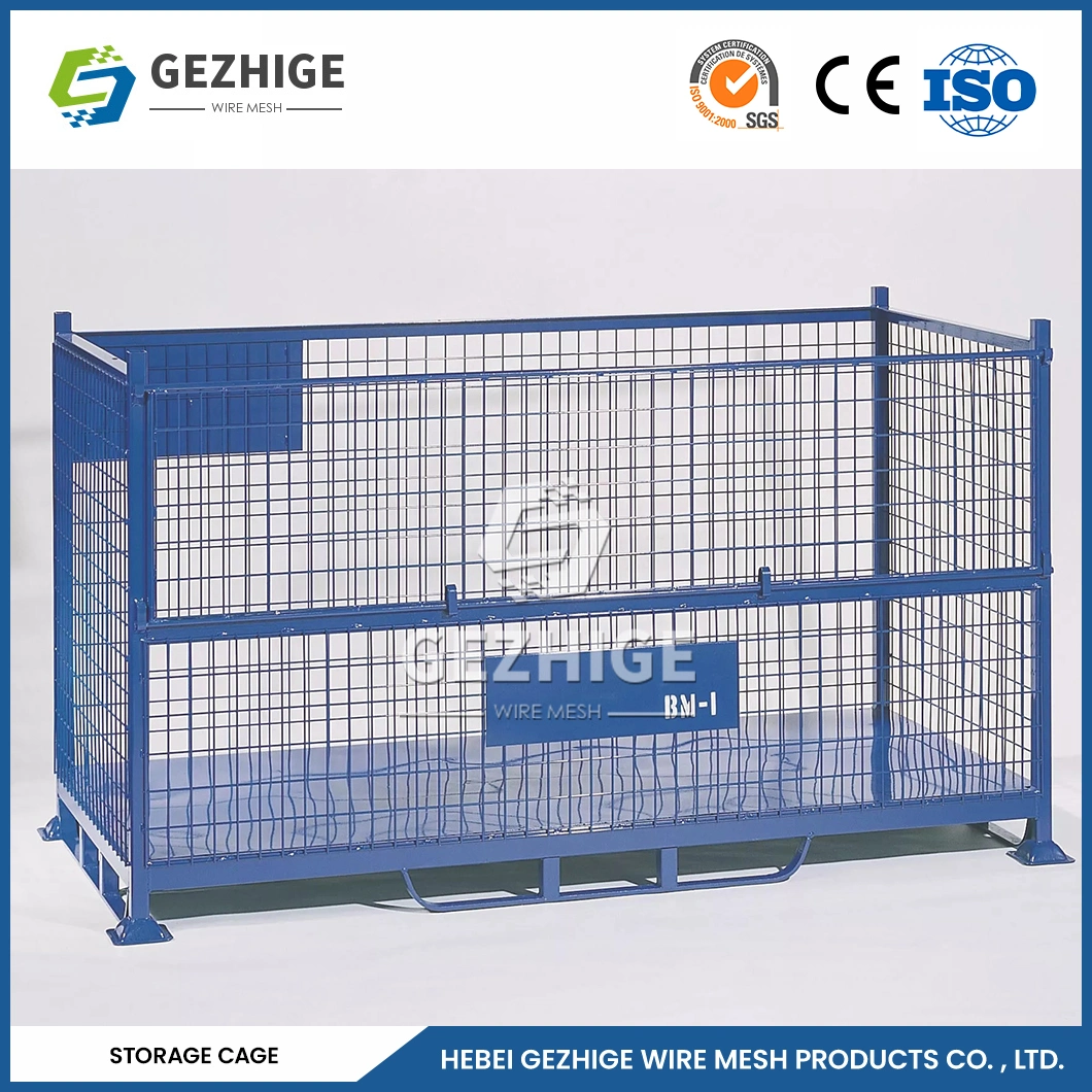 Gezhige OEM Custom China Lockable Stackable Metal Welded Wire Mesh Container Steel Storage Cage