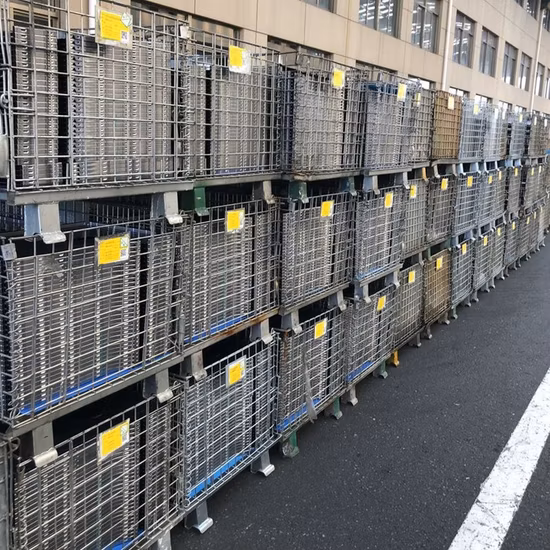 Stapelbarer Palettenkäfig, faltbarer Drahtkäfig, Stahlpalettenbehälter, Drahtgitter-Palettenkäfig für Lager
