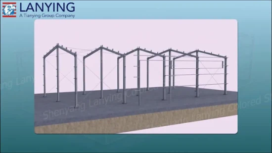 Schnelle Konstruktion, vorgefertigte Stahlkonstruktion, Metallgebäude, Lagerhalle mit Brüstung und Zwischengeschoss